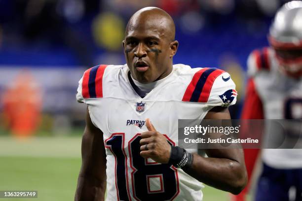 Matthew Slater of the New England Patriots walks off the field after a loss to the Indianapolis Colts at Lucas Oil Stadium on December 18, 2021 in...