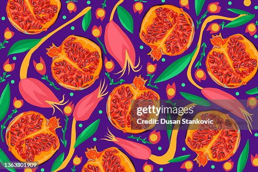 Pomegranate and plants pattern Pomegranate and plants pattern