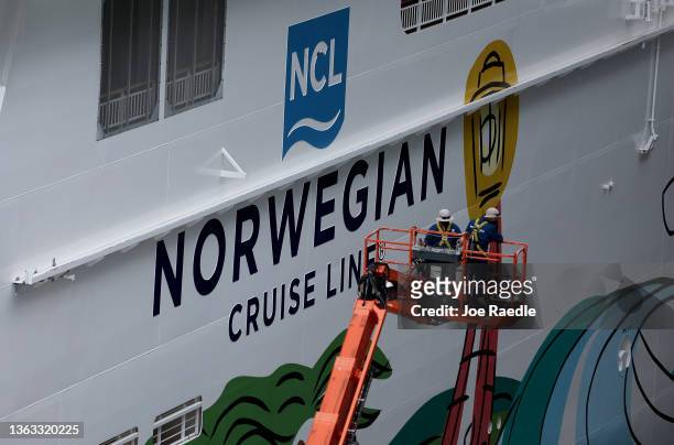 The Norwegian Gateway cruise ship is moored at PortMiami on January 07, 2022 in Miami, Florida. Norwegian Cruise Line announced it had canceled eight...