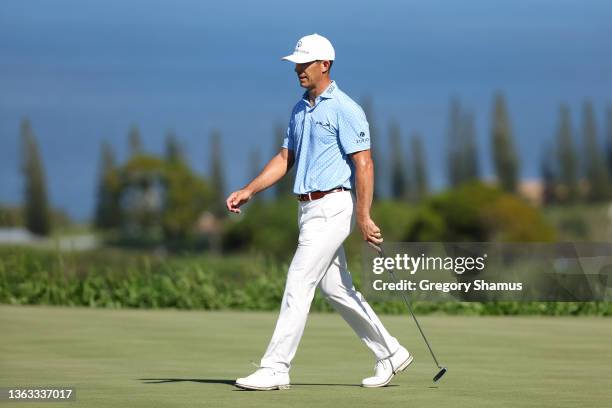 Billy Horschel of the United States walks across the fifth green during the second round of the Sentry Tournament of Champions at the Plantation...