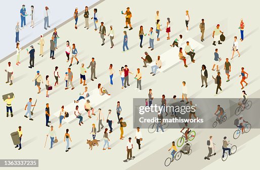 Crowded scene bustling with people Crowded scene bustling with people