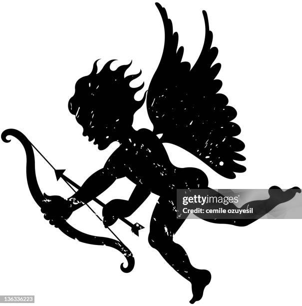 cupid silhouette - cupid silhouette stock illustrations