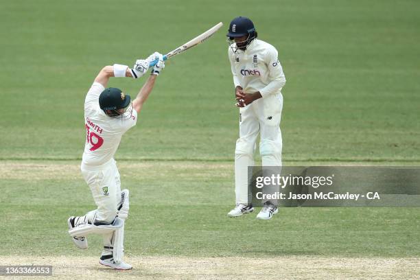 Steve Smith of Australia bats during day four of the Fourth Test Match in the Ashes series between Australia and England at Sydney Cricket Ground on...