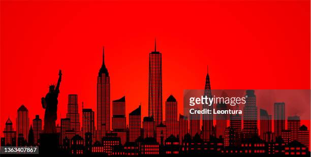 ilustraciones, imágenes clip art, dibujos animados e iconos de stock de nueva york (todos los edificios son movibles y completa) - new york city skyline