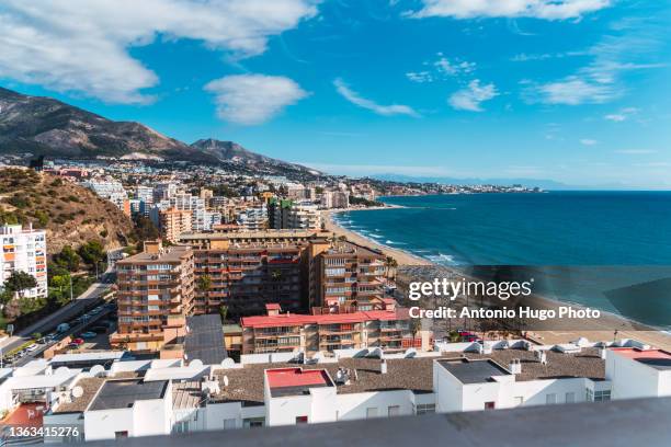 fuengirola, malaga, spain, november 2021: view of the city of fuengirola from the balcony of an apartment. - málaga stockfoto's en -beelden