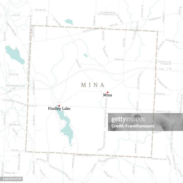 ny chautauqua mina vector road map - findley lake lake stock illustrations