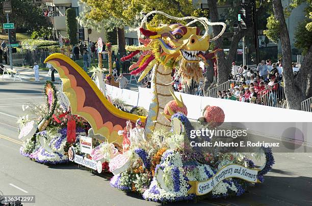The China Airlines float participates in the 123rd Annual Rose Parade on January 2, 2012 in Pasadena, California.