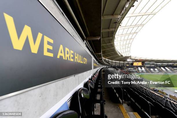 General view before the Emirates FA Cup Third Round match between Hull City and Everton at MKM Stadium on January 08, 2022 in Hull, England.