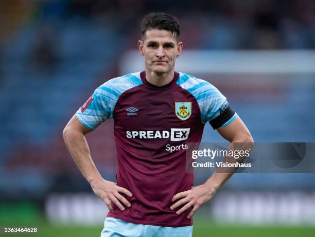 Ashley Westwood of Burnley during the Emirates FA Cup Third Round match between Burnley and Huddersfield Town at Turf Moor on January 8, 2022 in...