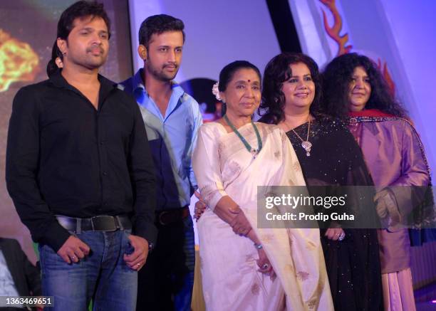 Himesh Reshammiya,Atif Aslam, Asha Bhosle, Runa Laila and Abida Parveen attend the launch of TV show 'Sur Kshetra' on August 30, 2012 in Mumbai,...