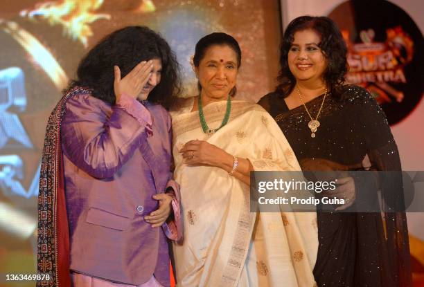 Abida Parveen, Asha Bhosle and Runa Laila attend the launch of TV show 'Sur Kshetra' on August 30, 2012 in Mumbai, India.