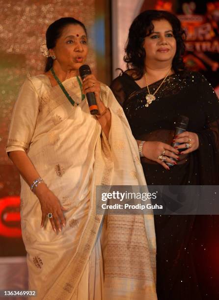 Asha Bhosle and Runa Laila attend the launch of TV show 'Sur Kshetra' on August 30, 2012 in Mumbai, India.