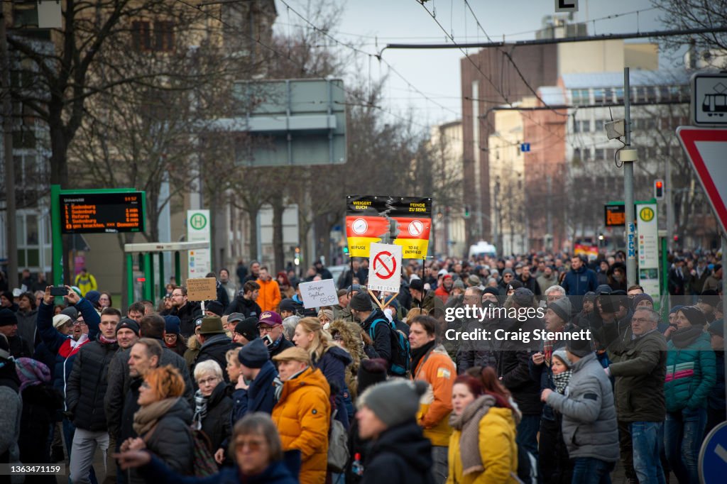 Anti-Vaccine Activists Protest In Magdeburg
