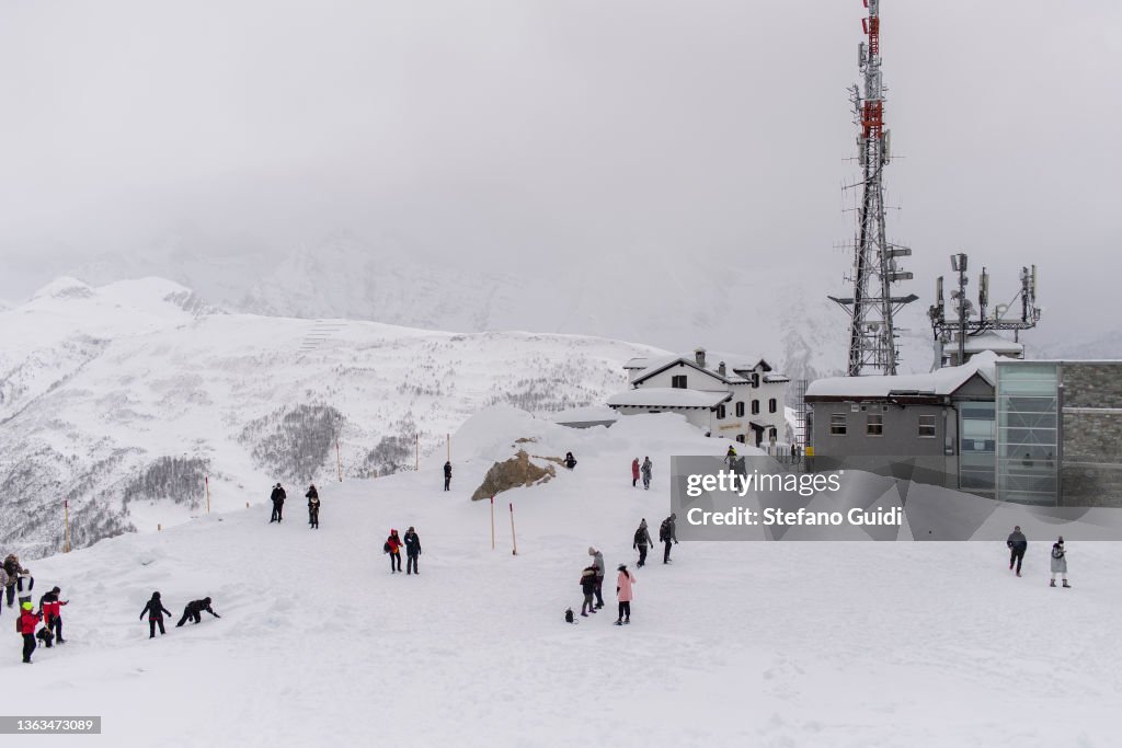 Tourism On The Skyway Monte Bianco Cable Car In Courmayeur