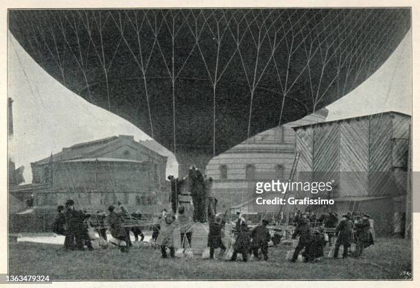 hot air balloon humboldt 1893 germany - breaking new ground photos stock illustrations