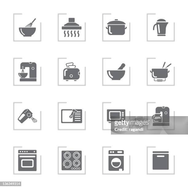 stockillustraties, clipart, cartoons en iconen met household icons | framed grey - mixing bowl