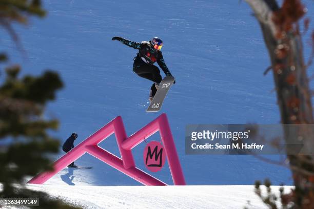 Katie Ormerod of Team Great Britain competes in the Women's Snowboard Slopestyle competition at the Toyota U.S. Grand Prix at Mammoth Mountain on...