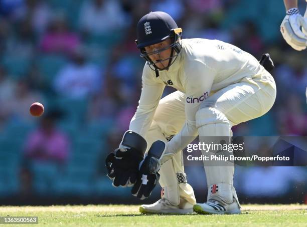 Ollie Pope of England prepares to catch a ball during day four of the Fourth Test Match in the Ashes series between Australia and England at Sydney...
