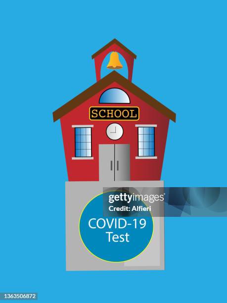 covid test balancing school - teachers union stock illustrations