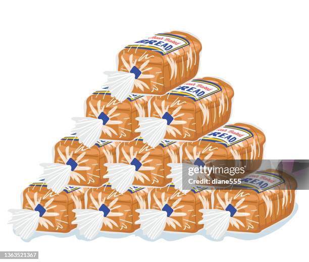 ilustraciones, imágenes clip art, dibujos animados e iconos de stock de panes de pan apilados en una gran pila sobre un fondo transparente - white bread