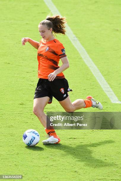 Jamilla Rankin of the Roar kicks the ball during the round six A-League Women's match between the Brisbane Roar and the Western Sydney Wanderers at...