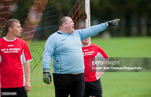 Sunday League football being played on the Racecourse in Northampton, England, 5th September 2009. This image shows the goalkeeper for the Bat &...
