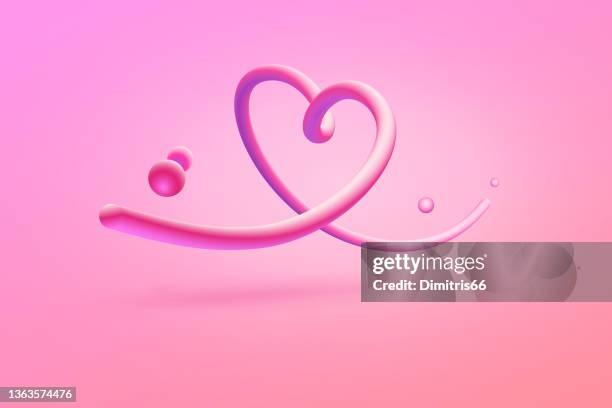 abstract surrealistic heart shape on pink background - heart shape 3d stock illustrations