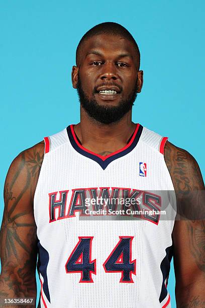 Ivan Johnson of the Atlanta Hawks poses for a portrait during media day at Philips Arena on December 12, 2011 in Atlanta, Georgia. NOTE TO USER: User...