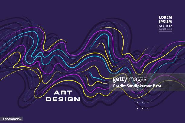 poster mit dynamischen wellen. illustration minimalen flachen stil - stripes stock-grafiken, -clipart, -cartoons und -symbole