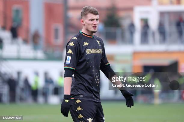 Michael Cuisance of Venezia FC looks on during the Serie A match between Venezia FC and AC Milan at Stadio Pier Luigi Penzo on January 09, 2022 in...