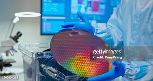 technician with wafer - semiconductor stock pictures, royalty-free photos & images
