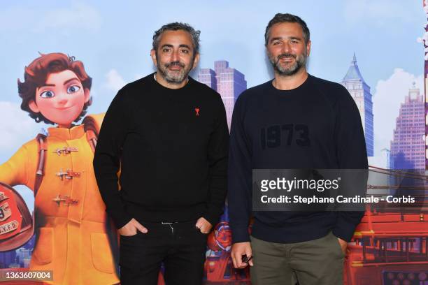 Directors Eric Toledano and Olivier Nakache attend the "Vaillante" Premiere at Le Grand Rex on January 09, 2022 in Paris, France.