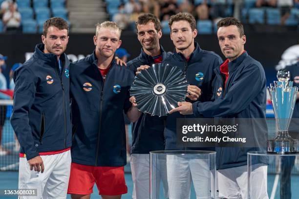 Pedro Martinez, Alejandro Davidovich Fokina, Albert Ramos-Vinolas, Pablo Carreno Busta and Roberto Bautista Agut of Team Spain pose with the...