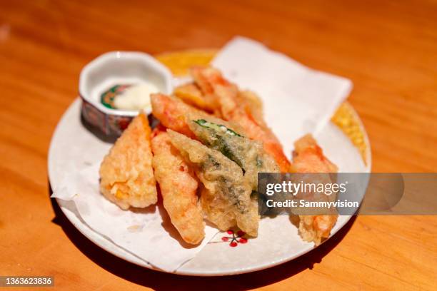 close-up of tempura on the plate - tempura stock pictures, royalty-free photos & images
