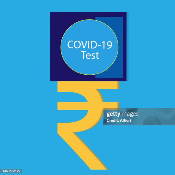rupee balancing covid test - spread germs stock illustrations