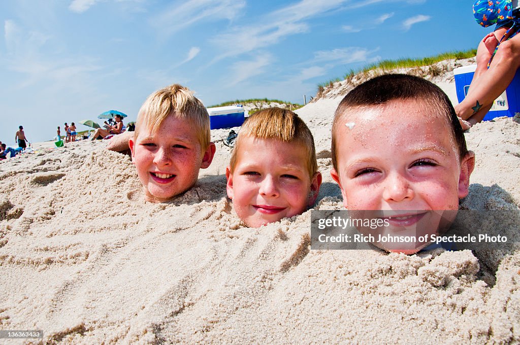 Kids at beach and having fun