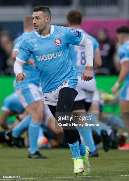Jonny May of Gloucester during the Gallagher Premiership Rugby match between Saracens and Gloucester Rugby at StoneX Stadium on January 8, 2022 in...