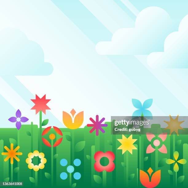 spring meadow background - modern garden stock illustrations