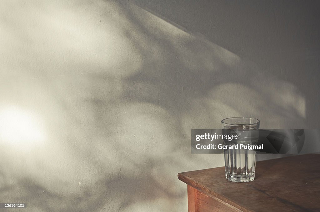 Glass on table