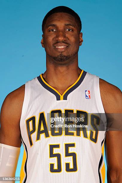 Roy Hibbert of the Indiana Pacers poses for a photo during the media day on December 14, 2011 at Conseco Fieldhouse in Indianapolis, Indiana. NOTE TO...