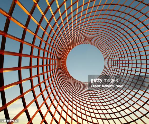 cylindrical structure opening onto sky - sculpture moderne photos et images de collection