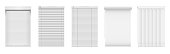 Set of realistic blinds or window louver. Plastic or metal curtain for office or home interior