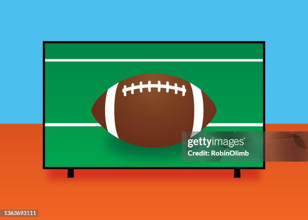 football on television screen - tv screen stock illustrations