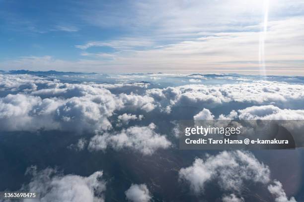 shikoku mountains in japan aerial view from airplane - ehime prefecture stock pictures, royalty-free photos & images