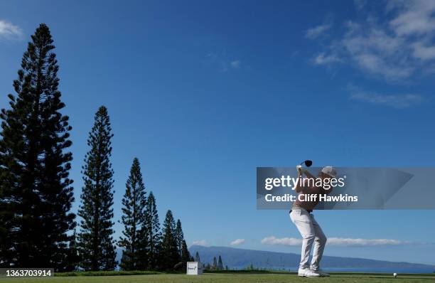 Cameron Smith of Australia plays his shot from the 18th tee during the final round of the Sentry Tournament of Champions at the Plantation Course at...