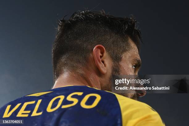 Miguel Veloso of Hellas Verona looks on during the Serie A match between Hellas Verona FC v US Salernitana at Stadio Marcantonio Bentegodi on January...