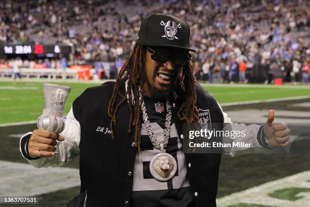 Rapper Lil Jon poses before a game between the Las Vegas Raiders and the Los Angeles Chargers at Allegiant Stadium on January 09, 2022 in Las Vegas,...