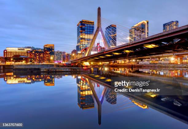 zakim bridge in boston, massachusetts - boston massachusetts imagens e fotografias de stock