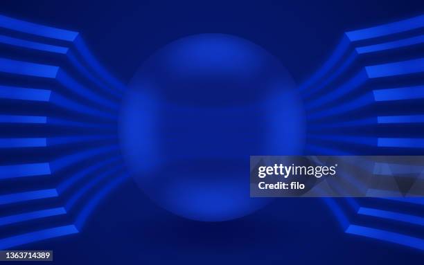 blue sphere abstract background lines - world zoom in stock illustrations