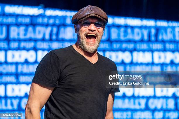Actor Michael Rooker speaks during FAN EXPO at Ernest N. Morial Convention Center on January 09, 2022 in New Orleans, Louisiana. FAN EXPO New Orleans...
